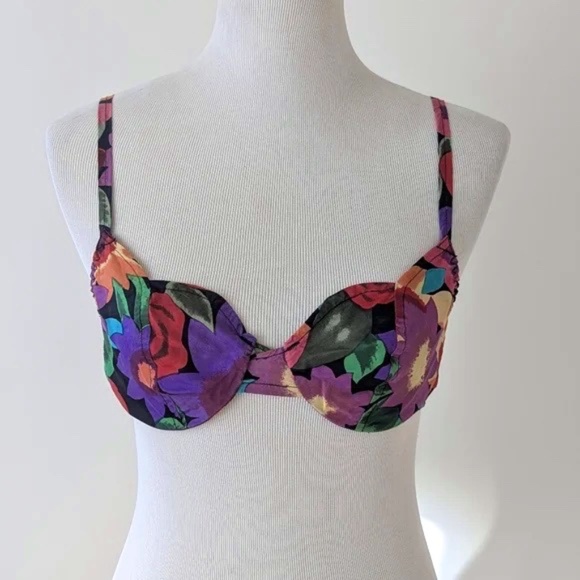 100% SILK -all natural Luxurious 34C vintage underwire bra, Multicolored